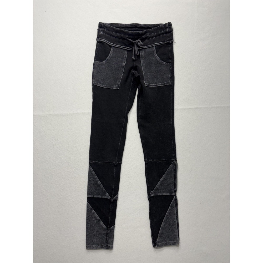FP Movement Leggings Womens Small Black Colorblock Drawstring Pocket Ankle